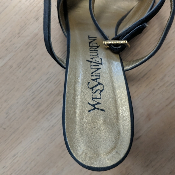 YSL black dressy ankle strap high heal shoes, size 8 M - Picture 3 of 13